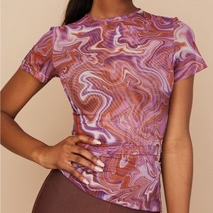 House of Cb ‘Claudie’ purple swirl asymmetric t-shirt
